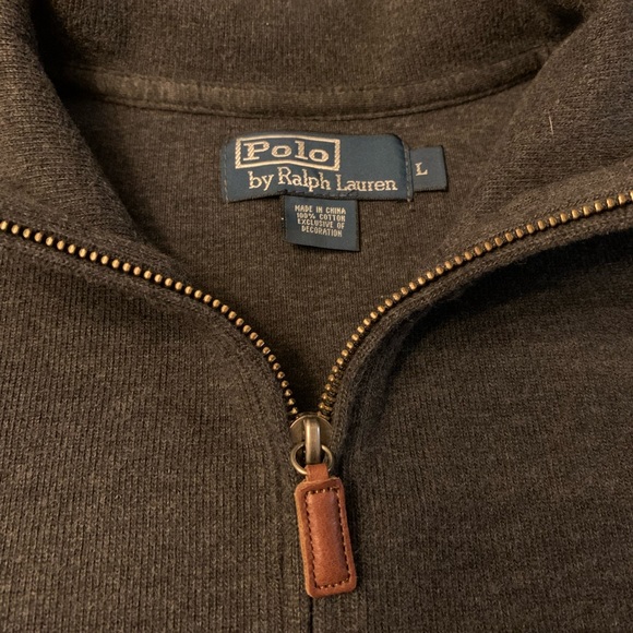 Polo By Ralph Lauren 1/4 Zip Pullover Size Large Dark Gray - Picture 3 of 4